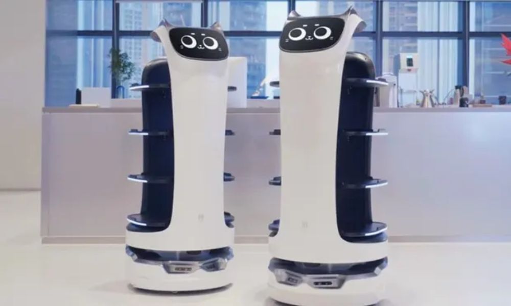 Bella Bot 機械人由中國普渡科技開發，迄今有60個在英國的餐廳、酒店、超市、桌球室和保齡球場等二十個地點服務。（圖片： 英國衛報）